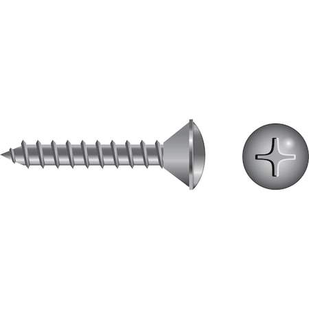 Thread Forming Screw, #14 X 1 In, 18-8 Stainless Steel Oval Head Phillips Drive